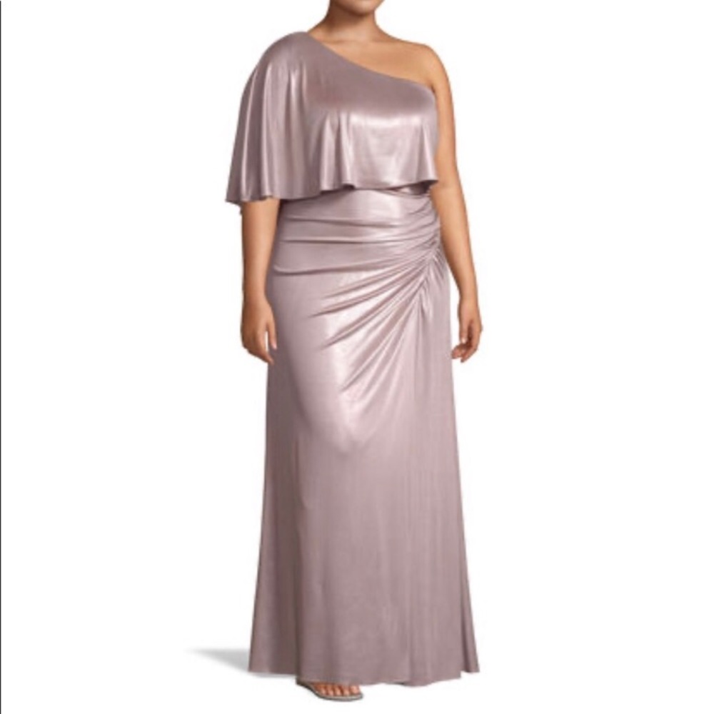 ADRIANNA PAPELL Metallic Draped Gown - Picture 2 of 3